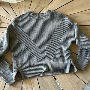A&F grey knitted crew neck sweater size XS